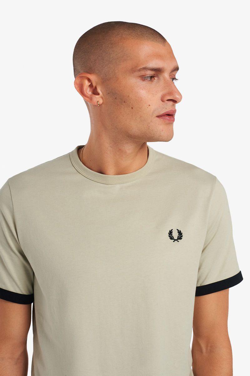 White Fred Perry Ringer Men's T Shirts | PH 1746SGLO